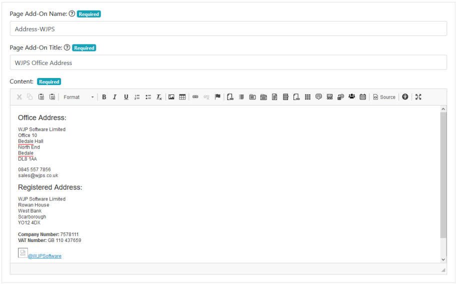 Page Add Ons | WCS Documentation