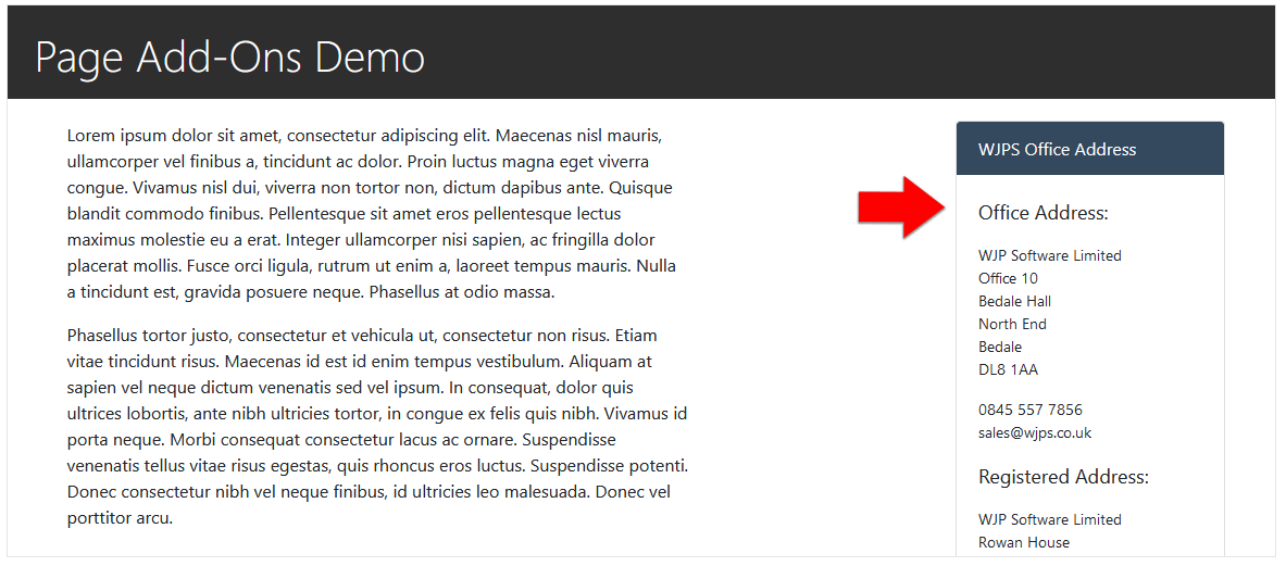 Page Add Ons | WCS Documentation
