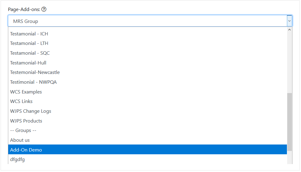Page Add Ons | WCS Documentation