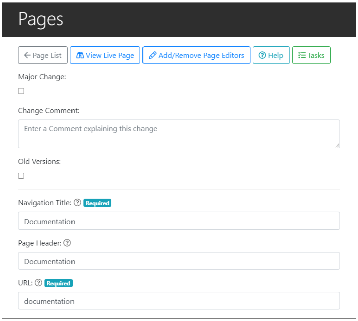Pages | WCS Documentation