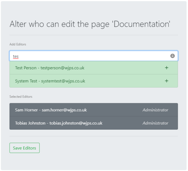 Editors Section Pages | WCS Documentation