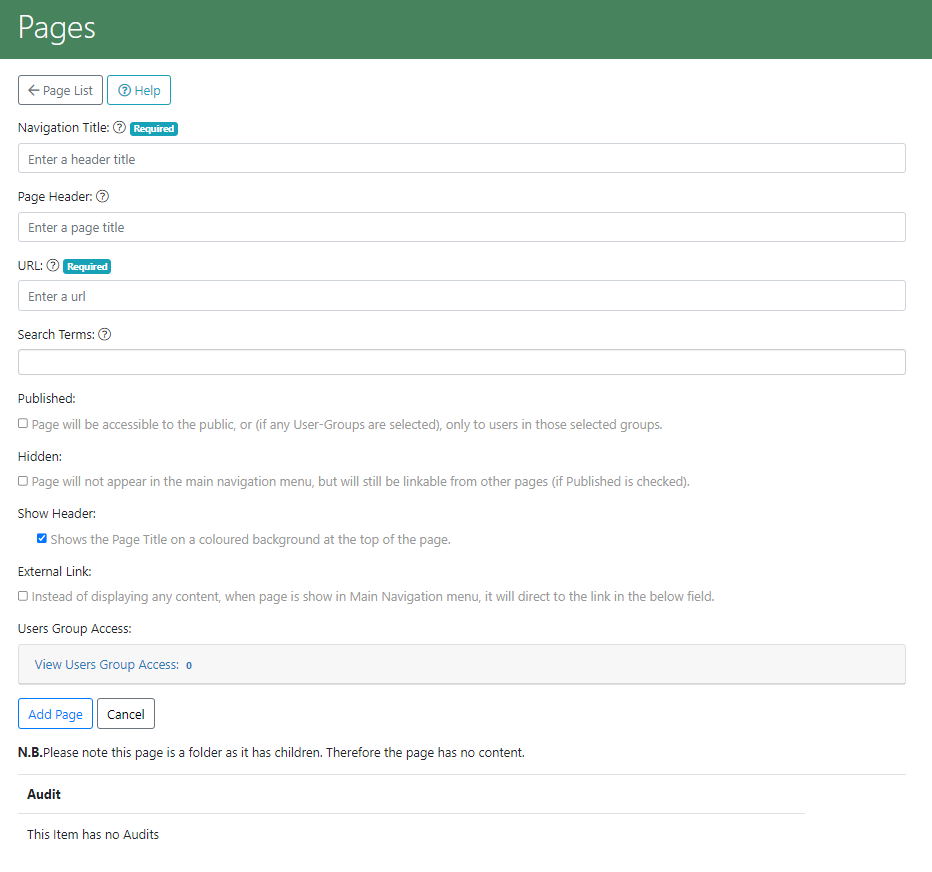 Pages | WCS Documentation