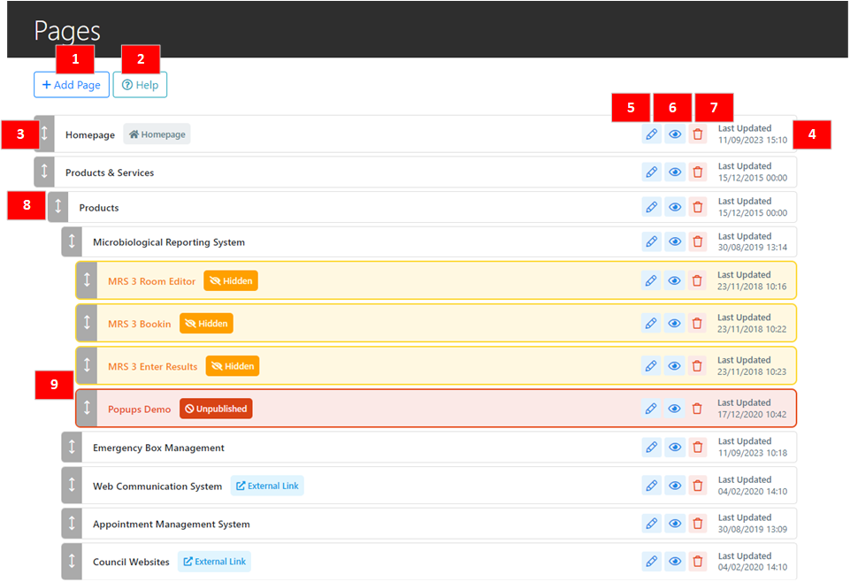 Pages | WCS Documentation